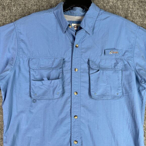World Wide Sportsman Shirt Men‎ Large Blue Fishing Vented Short-Sleeve Button Up - Picture 3 of 11